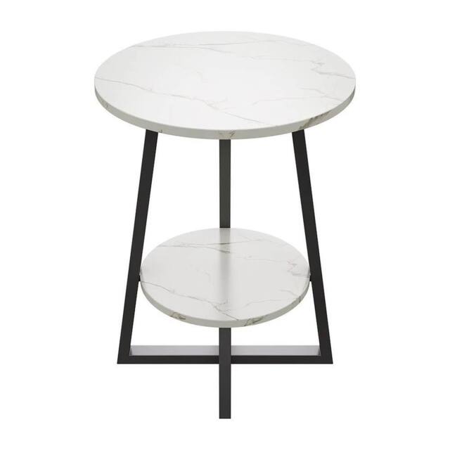 KORVIXA Coffee Sofa End Side Table Steel Cross Base Nightstand Storage in White - Size: 100 cm x 100 cm - image 1