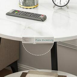 KORVIXA Coffee Sofa End Side Table Steel Cross Base Nightstand Storage in White - Size: 100 cm x 100 cm - thumbnail 4