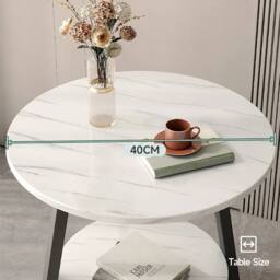 KORVIXA Coffee Sofa End Side Table Steel Cross Base Nightstand Storage in White - Size: 100 cm x 100 cm - thumbnail 2