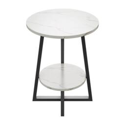 KORVIXA Coffee Sofa End Side Table Steel Cross Base Nightstand Storage in White - Size: 100 cm x 100 cm