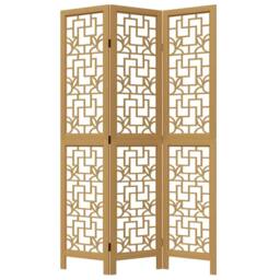 Berkfield Home Room Divider 3 Panels Brown Solid Wood Paulownia - thumbnail 4