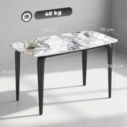 EONLION Dining Table Kitchen Table with Sintered Stone Tabletop in White - Size: 100 cm - thumbnail 2