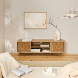 CALICOSY EDEN 2-Door TV Unit With Laminated Fronts in Light Brown - thumbnail 2