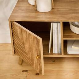 CALICOSY EDEN 2-Door TV Unit With Laminated Fronts in Light Brown - thumbnail 4