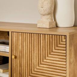 CALICOSY EDEN 2-Door TV Unit With Laminated Fronts in Light Brown - thumbnail 3