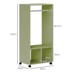 KORVIXA Green Open Wardrobe Clothes Rail Bedroom Clothes Storage - Size: 900mm - thumbnail 2