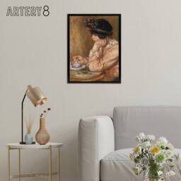 "Artery8 Cup of Chocolate Renoir Vintage Black Framed Canvas Wall Art in Orange - Size: W12"" x H16""" - thumbnail 3