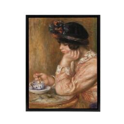 "Artery8 Cup of Chocolate Renoir Vintage Black Framed Canvas Wall Art in Orange - Size: W12"" x H16""" - thumbnail 1