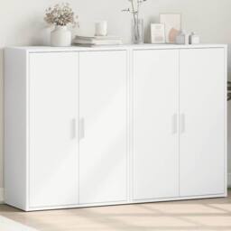 Berkfield Home Sideboards 2 pcs White 60x31x84 cm Engineered Wood - Size: 60 x 31 x 84 cm - thumbnail 2