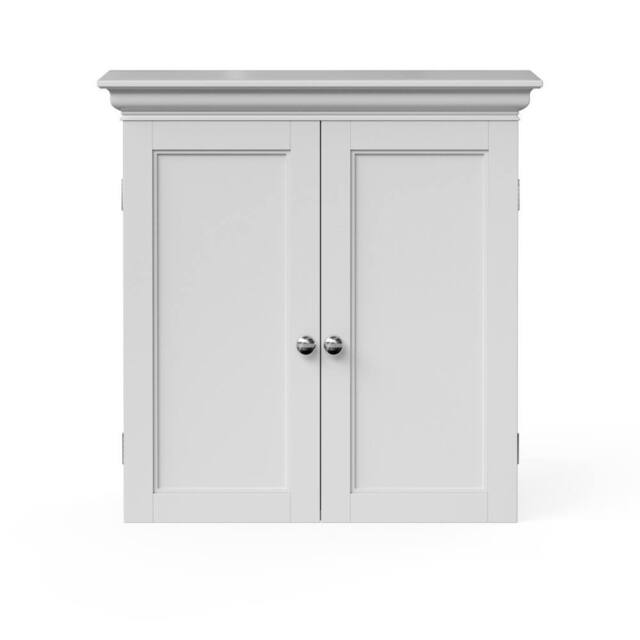 Teamson Home Wall Cabinet with Adjustable Shelves, White Bevelled Doors - image 1