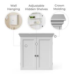 Teamson Home Wall Cabinet with Adjustable Shelves, White Bevelled Doors - thumbnail 7