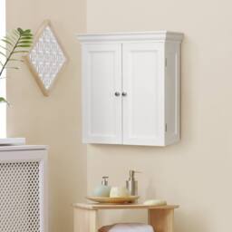 Teamson Home Wall Cabinet with Adjustable Shelves, White Bevelled Doors - thumbnail 2