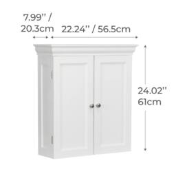 Teamson Home Wall Cabinet with Adjustable Shelves, White Bevelled Doors - thumbnail 8