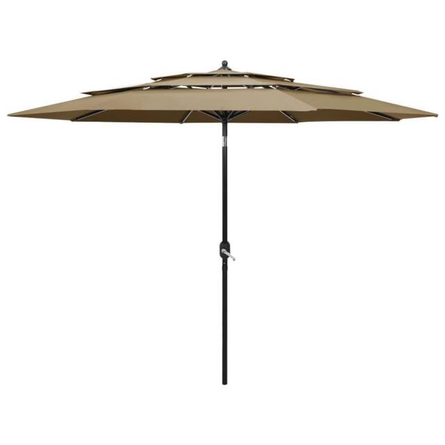 Berkfield Home 3-Tier Parasol with Aluminium Pole Taupe 3 m in Beige - image 1