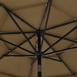 Berkfield Home 3-Tier Parasol with Aluminium Pole Taupe 3 m in Beige - thumbnail 5