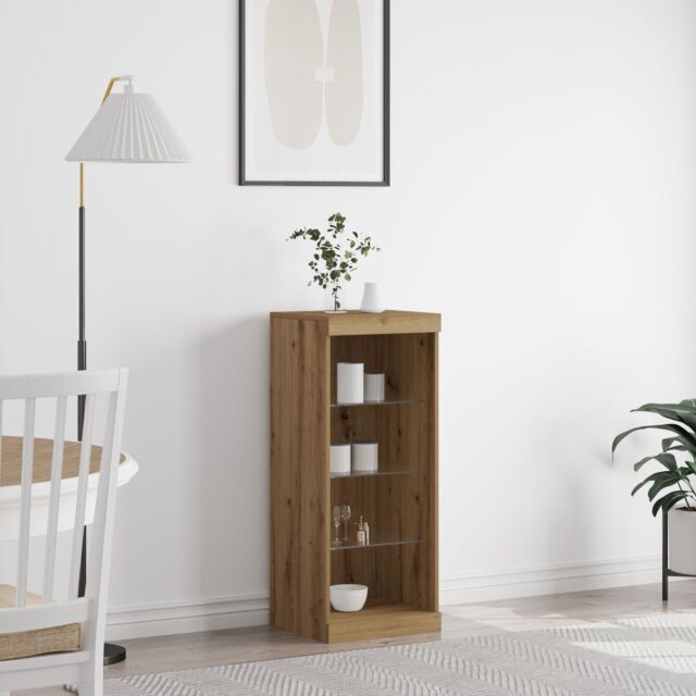 Berkfield Home Sideboard with LED Lights Artisan Oak 41x37x100 cm in Brown - Size: 41 x 37 x 100 cm - image 1