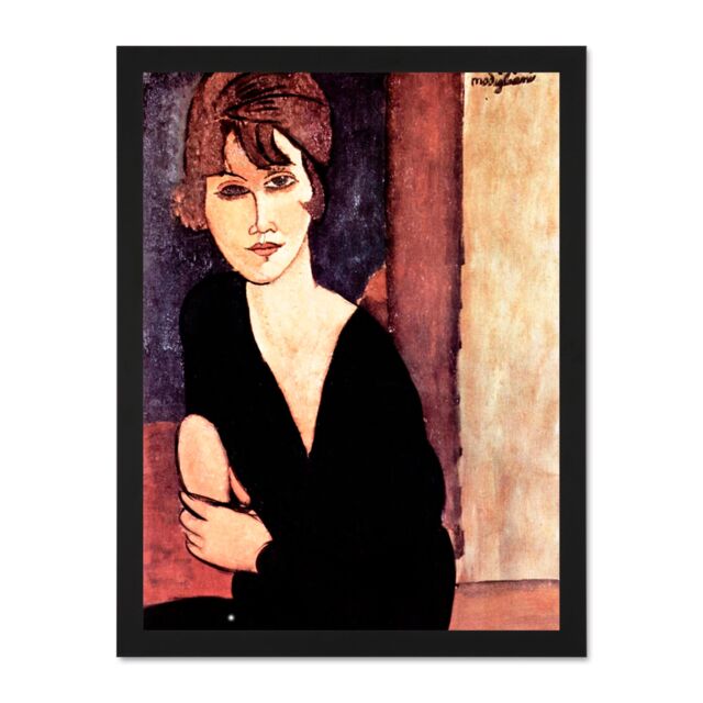 "Artery8 Wall Art Print Amedeo Modigliani Portrait Madame Reynouard Old Large Framed Wall Décor Art in White - Size: W18"" x H24""" - image 1