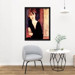 "Artery8 Wall Art Print Amedeo Modigliani Portrait Madame Reynouard Old Large Framed Wall Décor Art in White - Size: W18"" x H24""" - thumbnail 2
