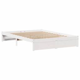 Berkfield Home Full Bed Frame without Mattress White 140x200 cm Solid Wood Pine - thumbnail 6