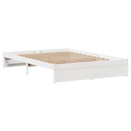 Berkfield Home Full Bed Frame without Mattress White 140x200 cm Solid Wood Pine - thumbnail 7