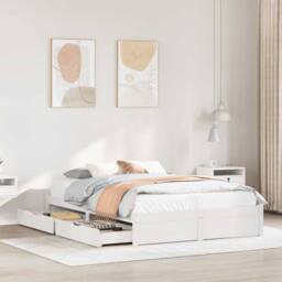 Berkfield Home Full Bed Frame without Mattress White 140x200 cm Solid Wood Pine - thumbnail 2