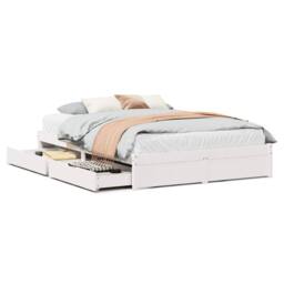 Berkfield Home Full Bed Frame without Mattress White 140x200 cm Solid Wood Pine - thumbnail 3