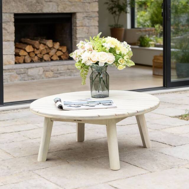 Direct Wicker Wooden Coffee Table - Naturally Sanded Solid Wood in Cream - Size: 1 Pack - image 1