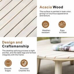 Direct Wicker Wooden Coffee Table - Naturally Sanded Solid Wood in Cream - Size: 1 Pack - thumbnail 3