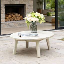 Direct Wicker Wooden Coffee Table - Naturally Sanded Solid Wood in Cream - Size: 1 Pack - thumbnail 1