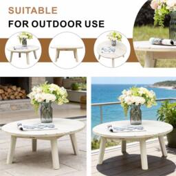 Direct Wicker Wooden Coffee Table - Naturally Sanded Solid Wood in Cream - Size: 1 Pack - thumbnail 5