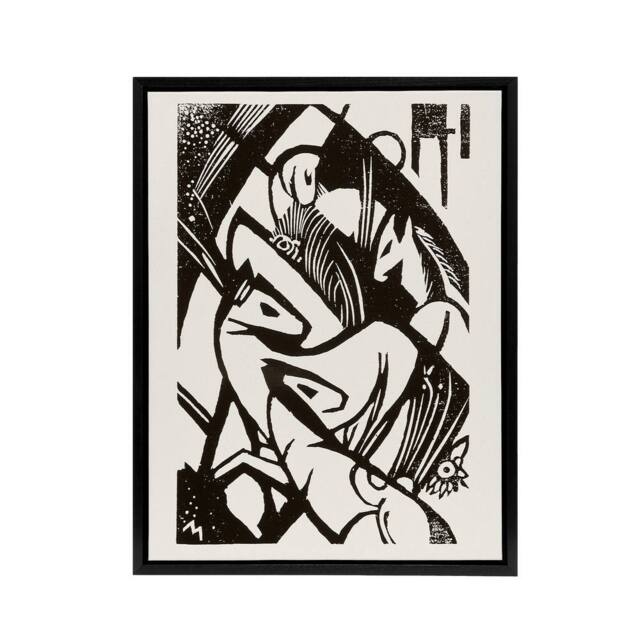 "Artery8 Horses 1912 Abstract Painting Franz Marc Framed Canvas Wall Art in White - Size: W12"" x H16""" - image 1