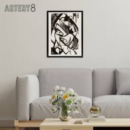 "Artery8 Horses 1912 Abstract Painting Franz Marc Framed Canvas Wall Art in White - Size: W12"" x H16""" - thumbnail 3