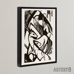 "Artery8 Horses 1912 Abstract Painting Franz Marc Framed Canvas Wall Art in White - Size: W12"" x H16""" - thumbnail 2