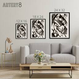 "Artery8 Horses 1912 Abstract Painting Franz Marc Framed Canvas Wall Art in White - Size: W12"" x H16""" - thumbnail 4