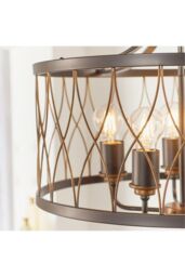 Netlighting Heston 5 Light Cylindrical Ceiling Pendant Matt Black Rustic Bronze Effect E27 in Brown - thumbnail 3
