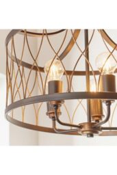 Netlighting Heston 5 Light Cylindrical Ceiling Pendant Matt Black Rustic Bronze Effect E27 in Brown - thumbnail 6