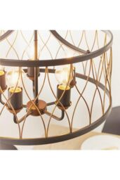 Netlighting Heston 5 Light Cylindrical Ceiling Pendant Matt Black Rustic Bronze Effect E27 in Brown - thumbnail 5