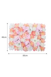 Living and Home Artificial Dahlia Rose Hydrangea Flower Wall Panel DIY Backdrop Privacy Screen for Wedding Cafe in Baby Pink - thumbnail 3