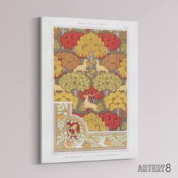 "Artery8 Stag Deer Trees Canvas Wall Art Print Vintage Floral Verneuil in Green - Size: W24"" x H32""" - thumbnail 2