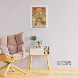 "Artery8 Stag Deer Trees Canvas Wall Art Print Vintage Floral Verneuil in Green - Size: W24"" x H32""" - thumbnail 3