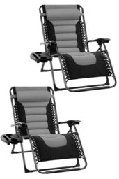 Groundlevel Luxury Gravity Garden Sun Lounger Relaxer Chair in Grey - thumbnail 1