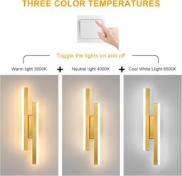 COMELY Indoor Wall Lights, 16W Modern Gold Wall Lights, 3000/4500/6500K, 40CM - thumbnail 6