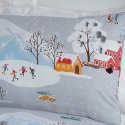 Rapport Home Winter Town Polycotton Duvet Cover Set With Pillowcase in Silver - Size: Single - thumbnail 3