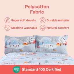 Rapport Home Winter Town Polycotton Duvet Cover Set With Pillowcase in Silver - Size: Single - thumbnail 6