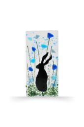Sienna Glass Handmade Fused Glass - Tea Light Holder - Hare - Forget Me Not - thumbnail 1