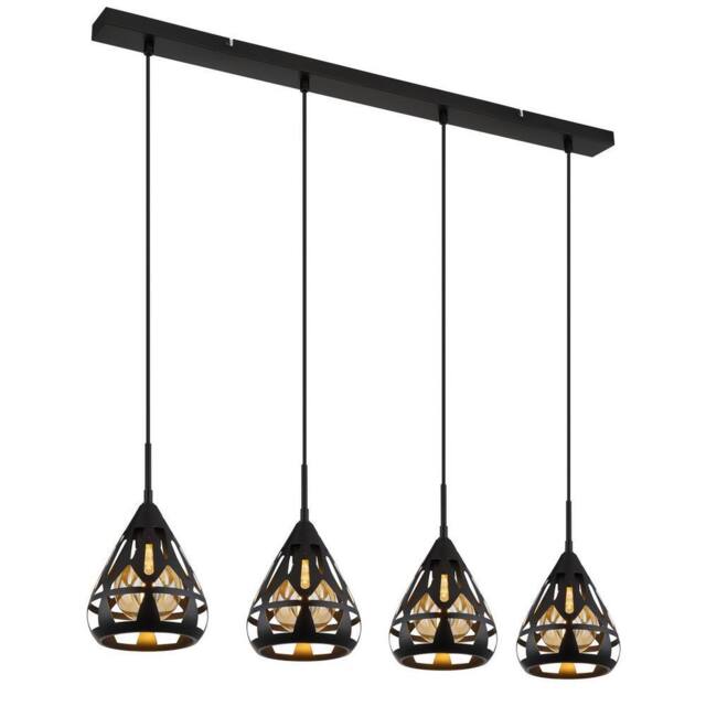 Netlighting Hassan Bar Pendant Ceiling Light Matt Black 4x E27 - image 1
