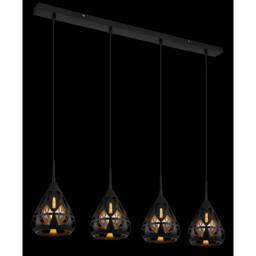 Netlighting Hassan Bar Pendant Ceiling Light Matt Black 4x E27 - thumbnail 3
