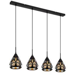 Netlighting Hassan Bar Pendant Ceiling Light Matt Black 4x E27 - thumbnail 1