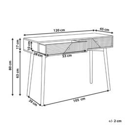 Wyld and Coco Console Table Light Brown Laminated MDF 2 Drawers Solid Pine Legs - thumbnail 3