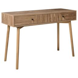 Wyld and Coco Console Table Light Brown Laminated MDF 2 Drawers Solid Pine Legs - thumbnail 2